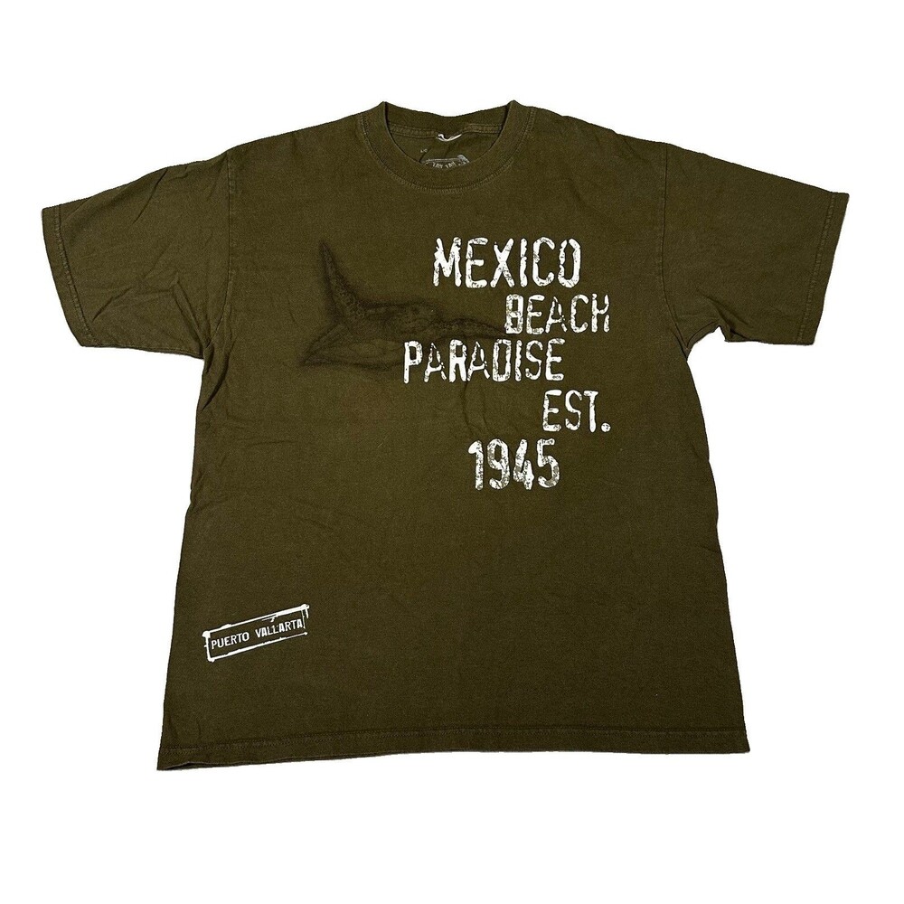 Tan Tan Mexico T Shirt Mens Large Olive Green Puerto Vallarta Beach Paradise Tee